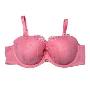 Victoria's Secret Pretty Petals Embroidery Lightly Lined Demi Bra Pink Hope 40C